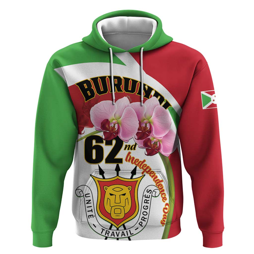 Personalized Burundi Independence Day Hoodie Coat Of Arms Bujumbura Flower