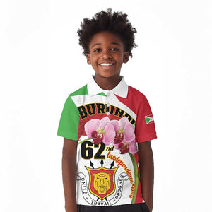 Personalized Burundi Independence Day Kid Polo Shirt Coat Of Arms Bujumbura Flower