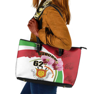 Burundi Independence Day Leather Tote Bag Coat Of Arms Bujumbura Flower