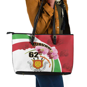 Burundi Independence Day Leather Tote Bag Coat Of Arms Bujumbura Flower