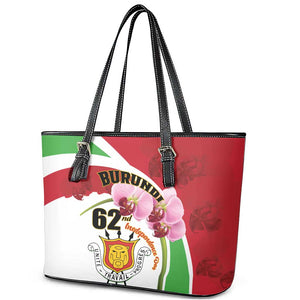 Burundi Independence Day Leather Tote Bag Coat Of Arms Bujumbura Flower