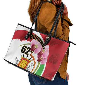 Burundi Independence Day Leather Tote Bag Coat Of Arms Bujumbura Flower