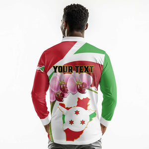 Personalized Burundi Independence Day Long Sleeve Polo Shirt Coat Of Arms Bujumbura Flower