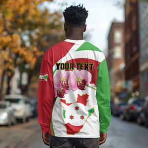 Personalized Burundi Independence Day Long Sleeve Shirt Coat Of Arms Bujumbura Flower LT01