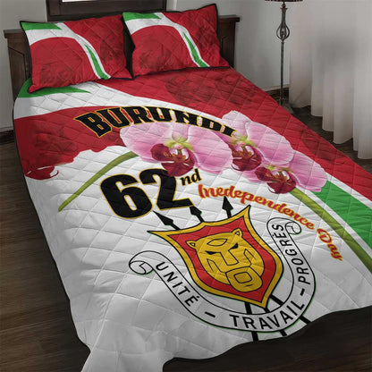 Burundi Independence Day Quilt Bed Set Coat Of Arms Bujumbura Flower