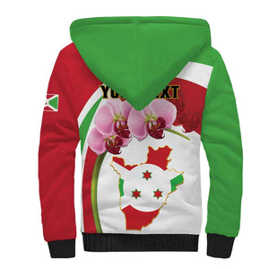 Personalized Burundi Independence Day Sherpa Hoodie Coat Of Arms Bujumbura Flower