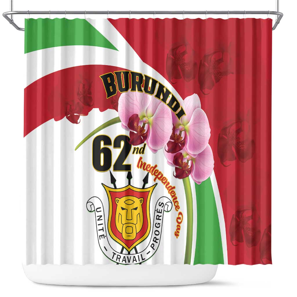 Burundi Independence Day Shower Curtain Coat Of Arms Bujumbura Flower