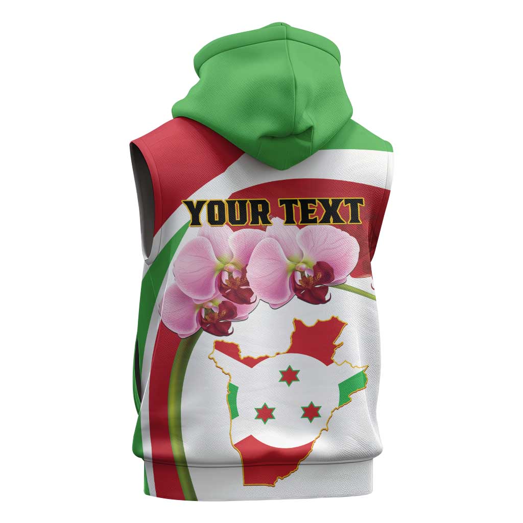 Personalized Burundi Independence Day Sleeveless Zip Hoodie Coat Of Arms Bujumbura Flower - African Pride
