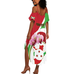 Personalized Burundi Independence Day Summer Maxi Dress Coat Of Arms Bujumbura Flower