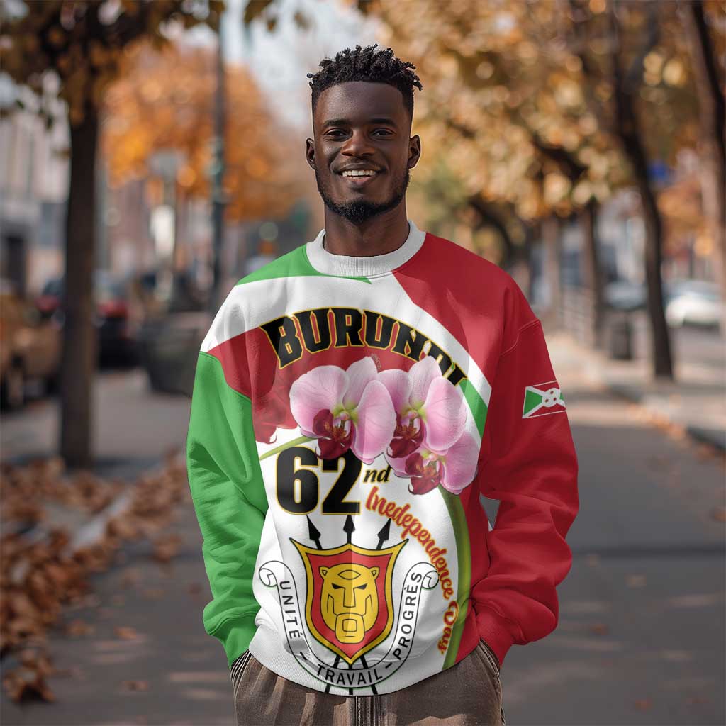 Personalized Burundi Independence Day Sweatshirt Coat Of Arms Bujumbura Flower