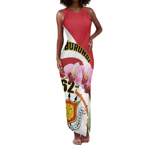 Personalized Burundi Independence Day Tank Maxi Dress Coat Of Arms Bujumbura Flower