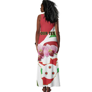 Personalized Burundi Independence Day Tank Maxi Dress Coat Of Arms Bujumbura Flower