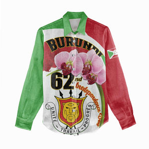 Personalized Burundi Independence Day Women Casual Shirt Coat Of Arms Bujumbura Flower