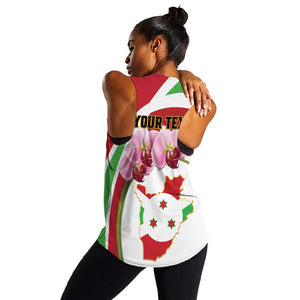 Personalized Burundi Independence Day Women Racerback Tank Coat Of Arms Bujumbura Flower