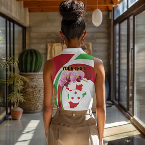 Personalized Burundi Independence Day Women Sleeveless Polo Shirt Coat Of Arms Bujumbura Flower