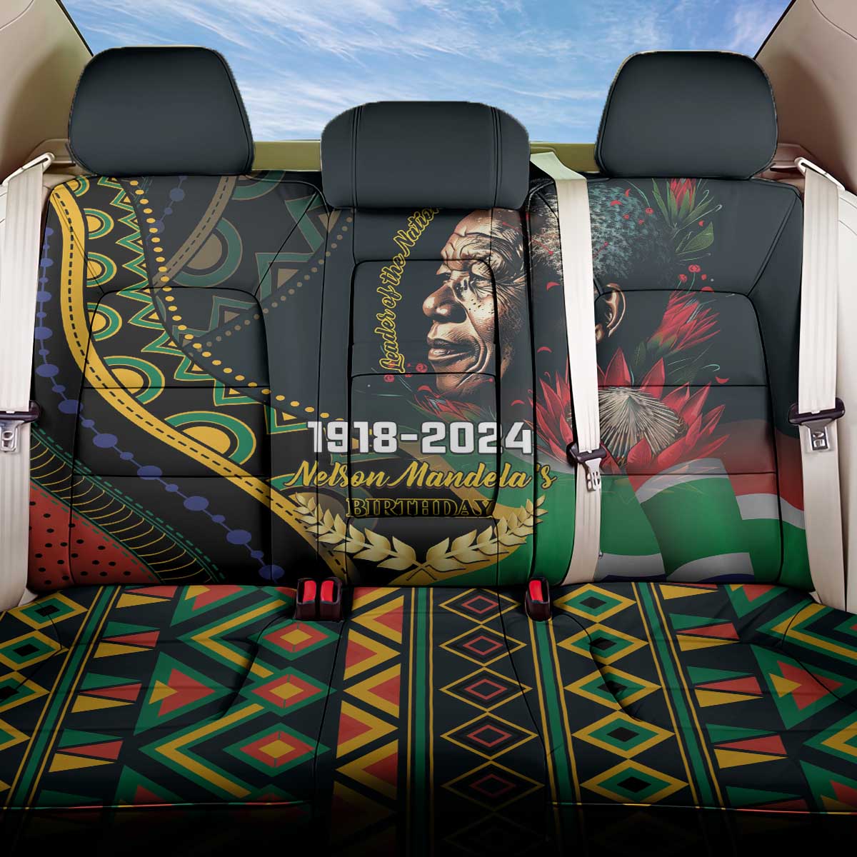 Nelson Mandela Birthday Back Car Seat Cover Leader of the Nation