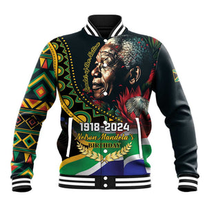 Nelson Mandela Birthday Baseball Jacket Leader of the Nation LT01