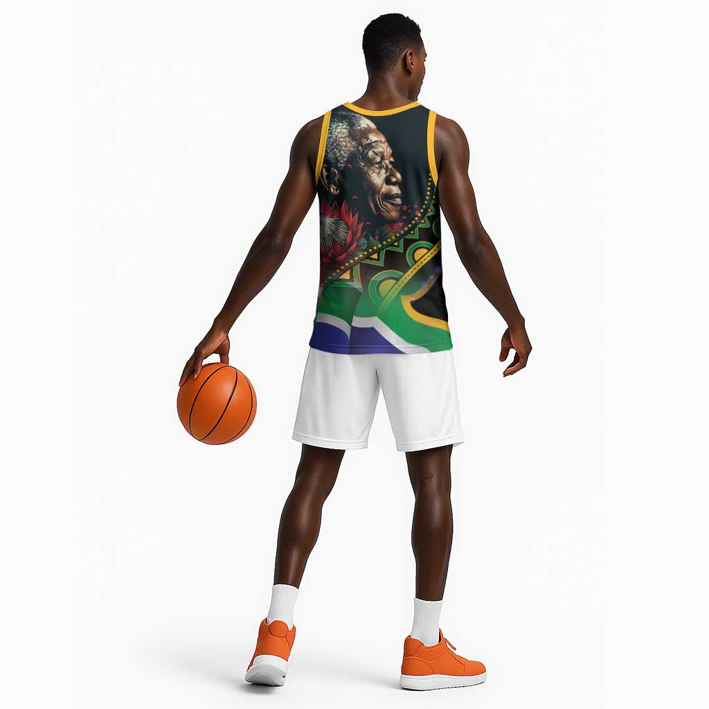 Nelson Mandela Birthday Basketball Jersey Leader of the Nation LT01