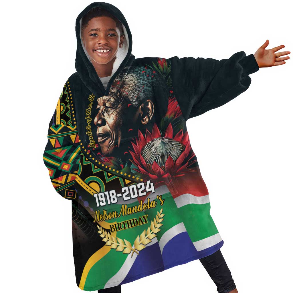 Nelson Mandela Birthday KId Wearable Blanket Hoodie Leader of the Nation