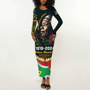 Nelson Mandela Birthday Long Sleeve Bodycon Dress Leader of the Nation