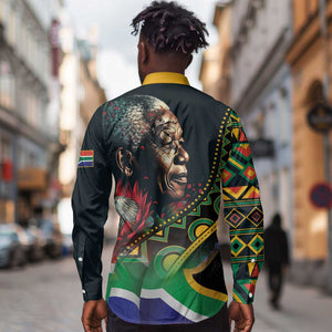 Nelson Mandela Birthday Long Sleeve Button Shirt Leader of the Nation