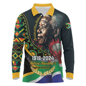 Nelson Mandela Birthday Long Sleeve Polo Shirt Leader of the Nation