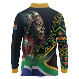 Nelson Mandela Birthday Long Sleeve Polo Shirt Leader of the Nation