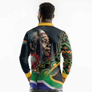 Nelson Mandela Birthday Long Sleeve Polo Shirt Leader of the Nation