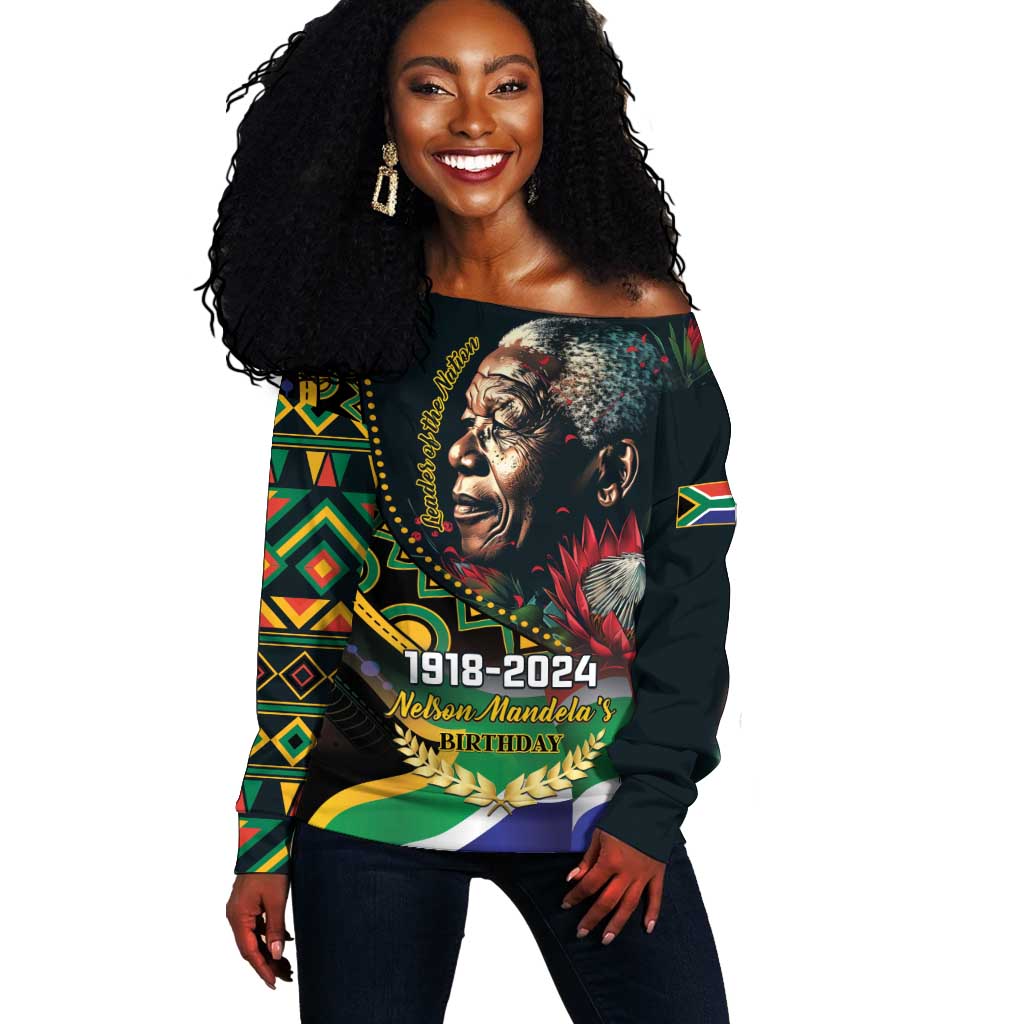 Nelson Mandela Birthday Off Shoulder Sweater Leader of the Nation