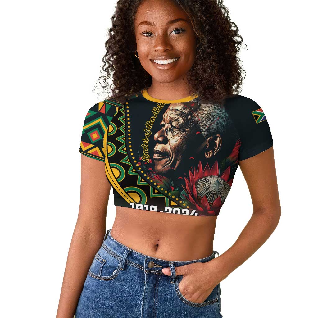 Nelson Mandela Birthday Raglan Cropped T shirt Leader of the Nation