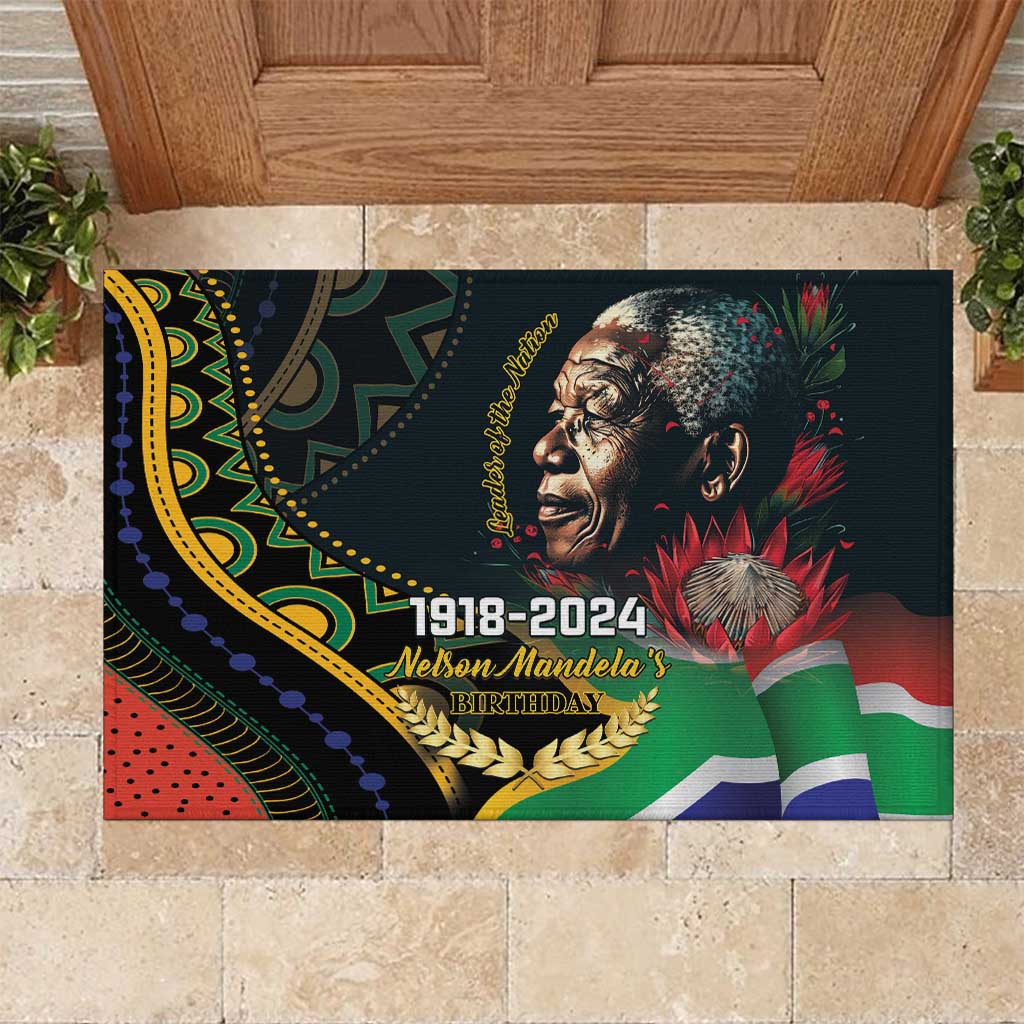 Nelson Mandela Birthday Rubber Doormat Leader of the Nation