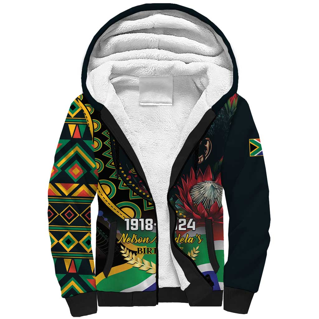 Nelson Mandela Birthday Sherpa Hoodie Leader of the Nation