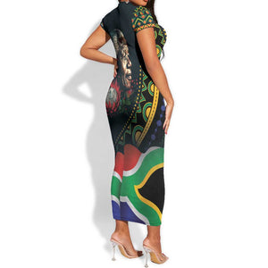 Nelson Mandela Birthday Short Sleeve Bodycon Dress Leader of the Nation