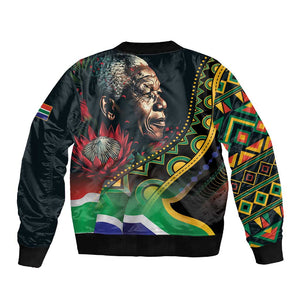 Nelson Mandela Birthday Sleeve Zip Bomber Jacket Leader of the Nation