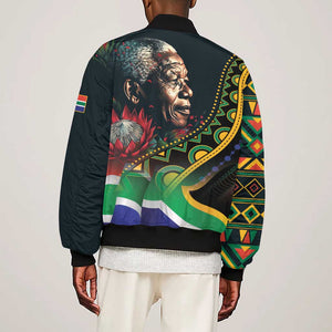 Nelson Mandela Birthday Sleeve Zip Bomber Jacket Leader of the Nation