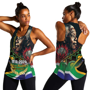 Nelson Mandela Birthday Women Racerback Tank Leader of the Nation