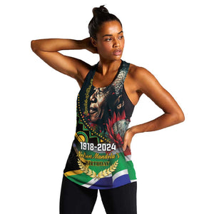 Nelson Mandela Birthday Women Racerback Tank Leader of the Nation