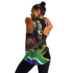 Nelson Mandela Birthday Women Racerback Tank Leader of the Nation