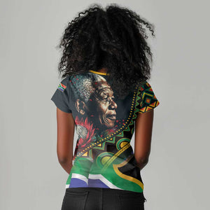 Nelson Mandela Birthday Women V-Neck T-Shirt Leader of the Nation