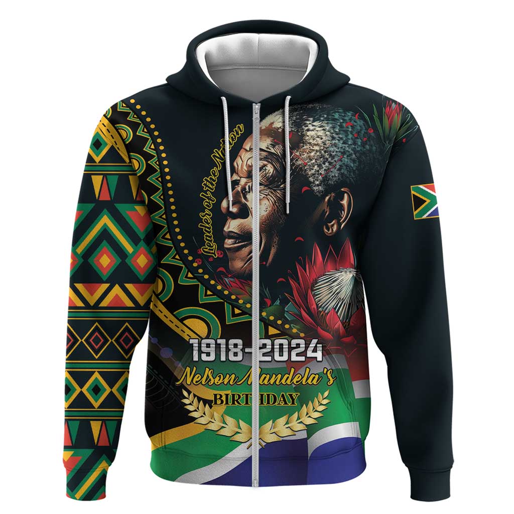 Nelson Mandela Birthday Zip Hoodie Leader of the Nation