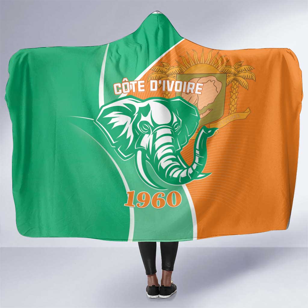 Ivory Coast Independence Day Hooded Blanket Cote d Ivoire Elephant