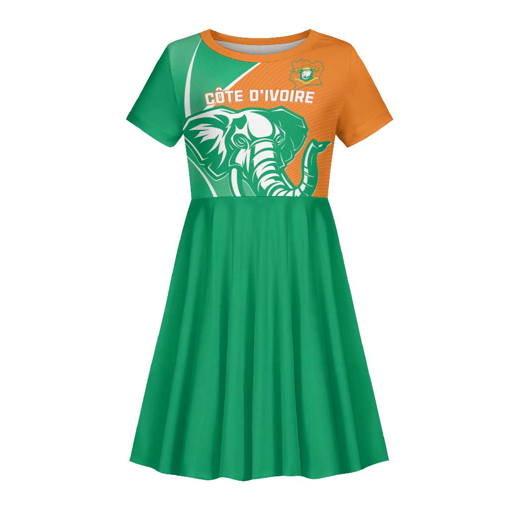 Ivory Coast Independence Day Kid Short Sleeve Dress Cote d Ivoire Elephant