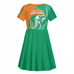 Ivory Coast Independence Day Kid Short Sleeve Dress Cote d Ivoire Elephant