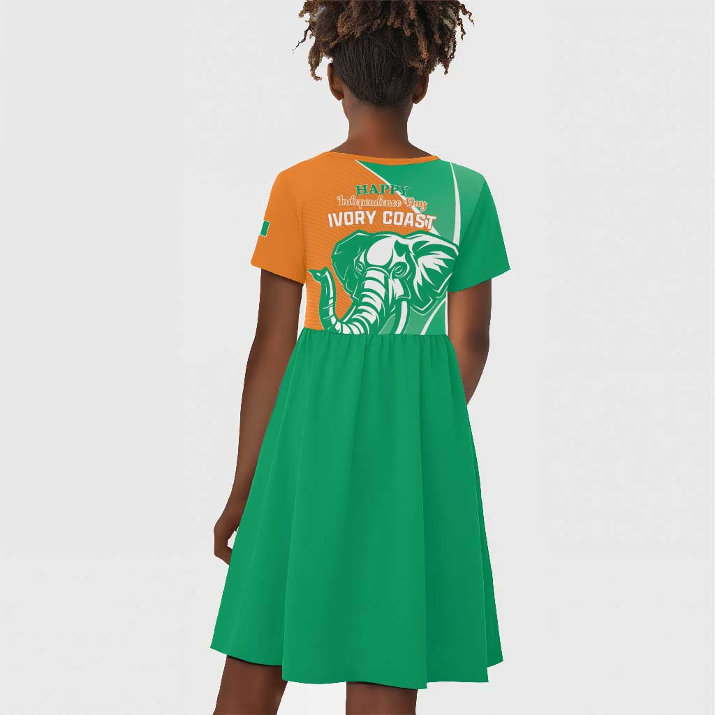 Ivory Coast Independence Day Kid Short Sleeve Dress Cote d Ivoire Elephant