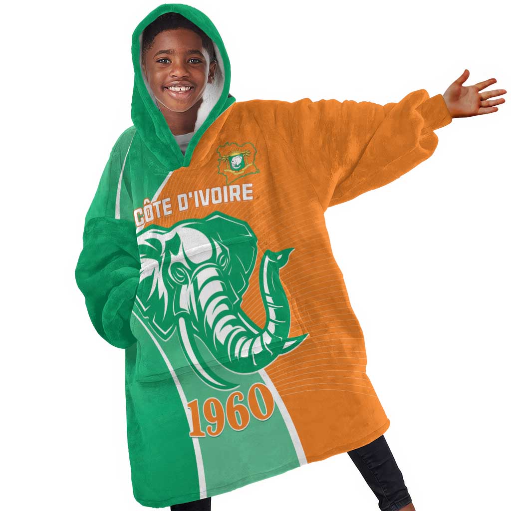 Ivory Coast Independence Day KId Wearable Blanket Hoodie Cote d Ivoire Elephant