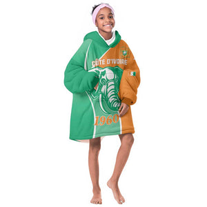 Ivory Coast Independence Day KId Wearable Blanket Hoodie Cote d Ivoire Elephant