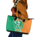 Ivory Coast Independence Day Leather Tote Bag Cote d Ivoire Elephant