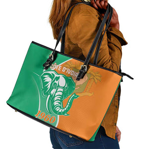 Ivory Coast Independence Day Leather Tote Bag Cote d Ivoire Elephant