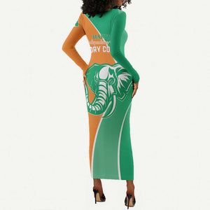 Ivory Coast Independence Day Long Sleeve Bodycon Dress Cote d Ivoire Elephant