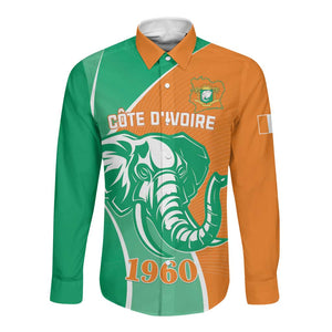 Ivory Coast Independence Day Long Sleeve Button Shirt Cote d Ivoire Elephant